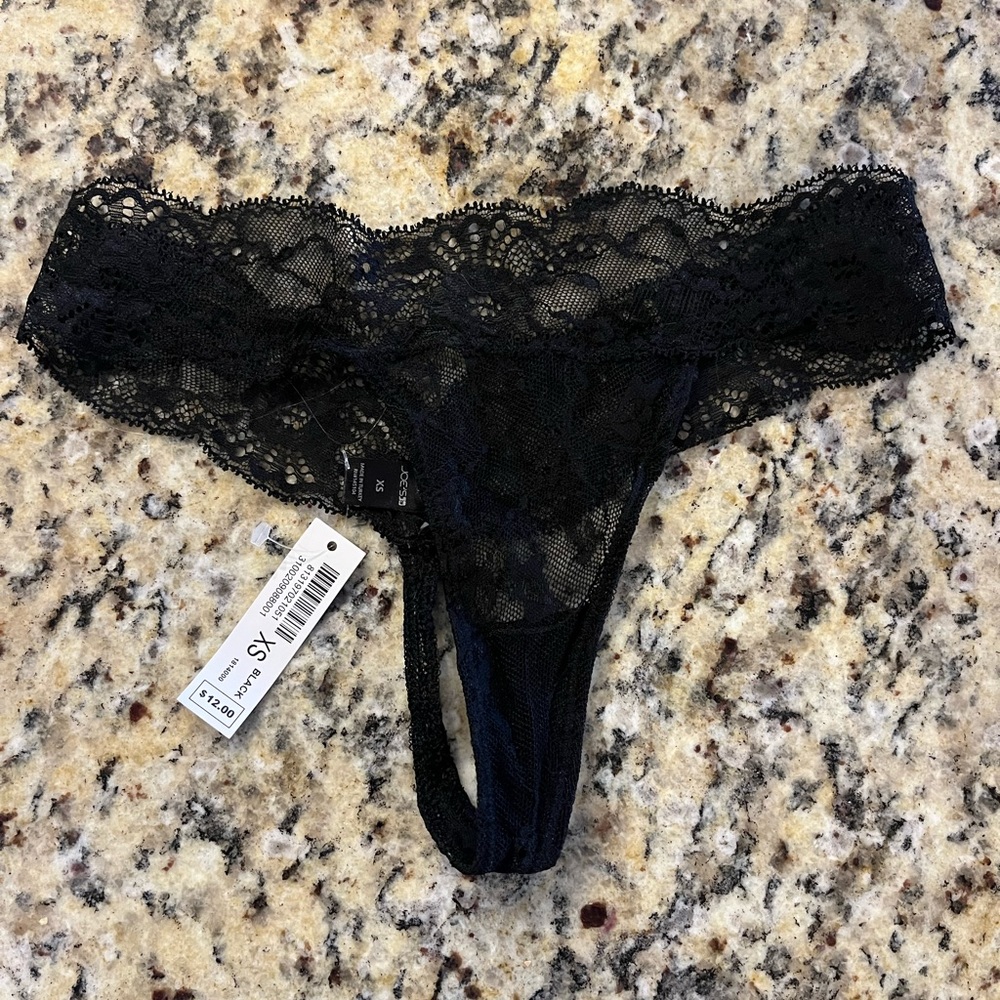 NWT Joe’s Jeans Black Lace Thong Stretch Waist Size XS Extra Small